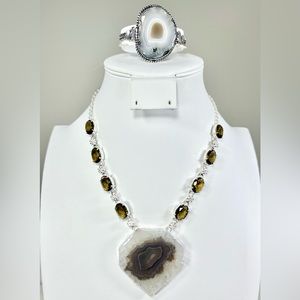 Beautiful Solar Quartz 925 Large Necklace & Bracelet ONLY